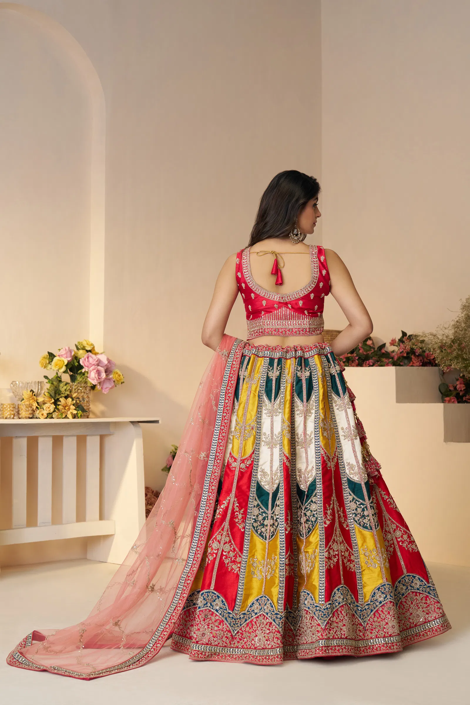Kf 87 Multi Color Silk Zari Work Bridal Lehenga Wholesale Price In Surat

